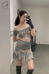 RUI segment dyeing lit low -waist short skirt RSS23KN05 dawn yellow and blue gradient